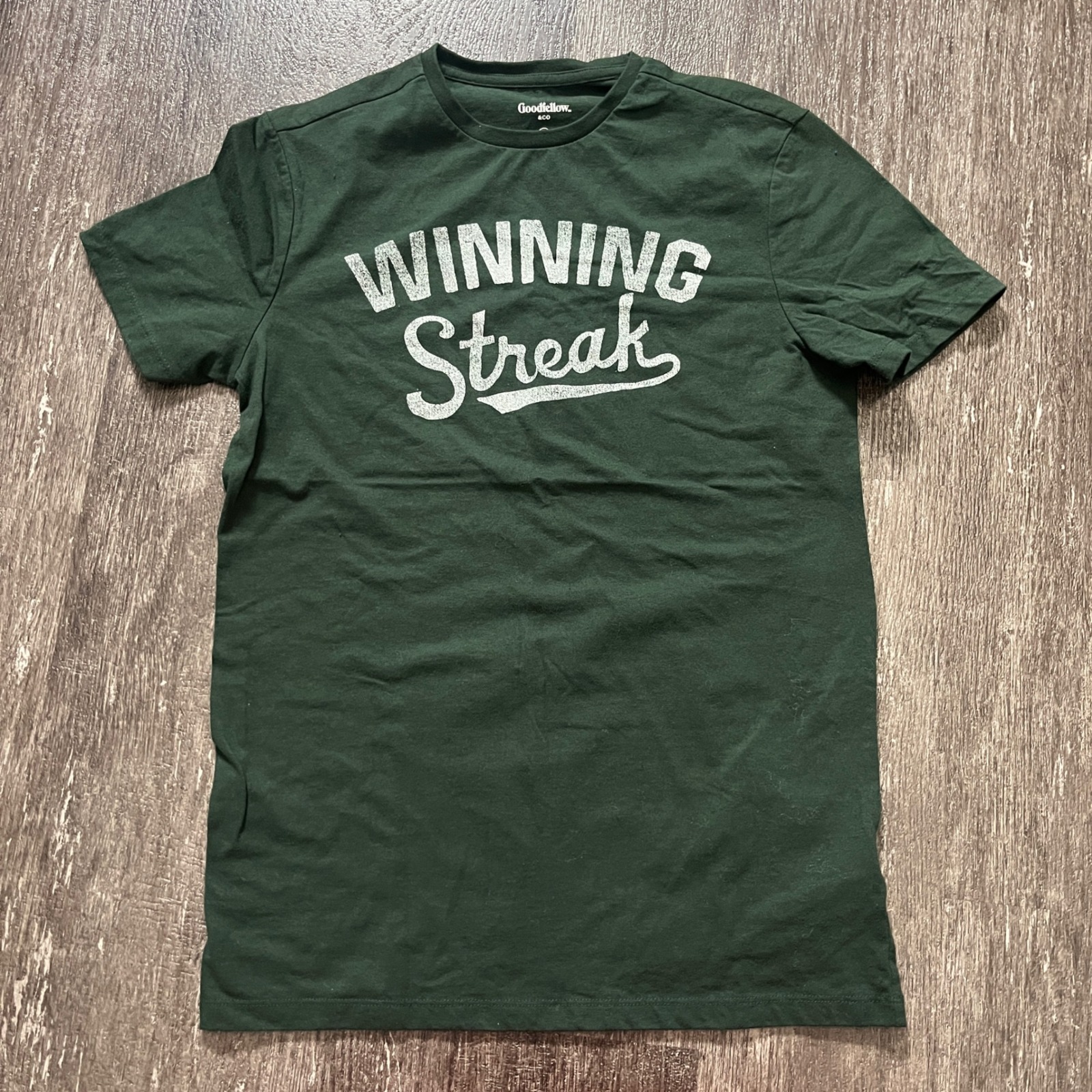 Goodfellow Co Winning Streak Graphic T Shirt Green Mens Size S Short Sleeve